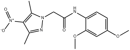 N-(2,4-dimethoxyphenyl)-2-{4-nitro-3,5-dimethyl-1H-pyrazol-1-yl}acetamide 구조식 이미지