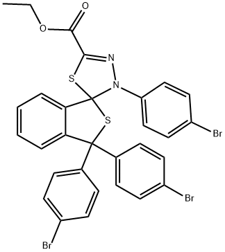 ethyl 1,1,4'-tris(4-bromophenyl)-1,3,4',5'-tetrahydrospiro(2-benzothiophene-3,5'-[1,3,4]-thiadiazole)-2'-carboxylate Structure