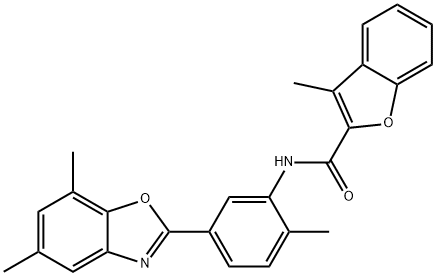 N-[5-(5,7-dimethyl-1,3-benzoxazol-2-yl)-2-methylphenyl]-3-methyl-1-benzofuran-2-carboxamide Structure