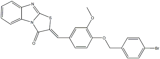 2-{4-[(4-bromobenzyl)oxy]-3-methoxybenzylidene}[1,3]thiazolo[3,2-a]benzimidazol-3(2H)-one 구조식 이미지