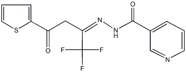 N'-[3-oxo-3-(2-thienyl)-1-(trifluoromethyl)propylidene]nicotinohydrazide Structure