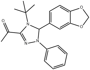 1-[5-(1,3-benzodioxol-5-yl)-4-tert-butyl-1-phenyl-4,5-dihydro-1H-1,2,4-triazol-3-yl]ethanone 구조식 이미지