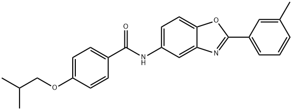 4-isobutoxy-N-[2-(3-methylphenyl)-1,3-benzoxazol-5-yl]benzamide 구조식 이미지