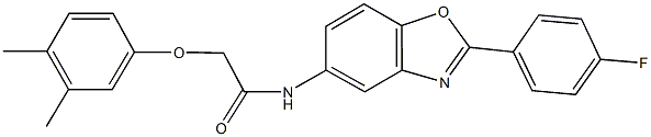 2-(3,4-dimethylphenoxy)-N-[2-(4-fluorophenyl)-1,3-benzoxazol-5-yl]acetamide 구조식 이미지