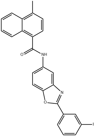 N-[2-(3-iodophenyl)-1,3-benzoxazol-5-yl]-4-methyl-1-naphthamide 구조식 이미지