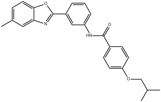 4-isobutoxy-N-[3-(5-methyl-1,3-benzoxazol-2-yl)phenyl]benzamide 구조식 이미지
