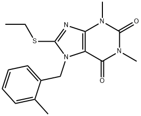 8-(ethylsulfanyl)-1,3-dimethyl-7-(2-methylbenzyl)-3,7-dihydro-1H-purine-2,6-dione Structure