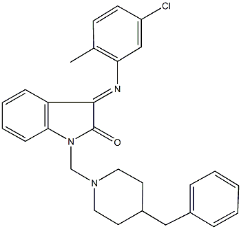 1-[(4-benzyl-1-piperidinyl)methyl]-3-[(5-chloro-2-methylphenyl)imino]-1,3-dihydro-2H-indol-2-one Structure