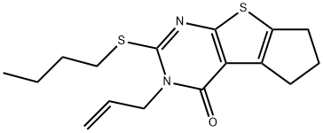 3-allyl-2-(butylsulfanyl)-3,5,6,7-tetrahydro-4H-cyclopenta[4,5]thieno[2,3-d]pyrimidin-4-one 구조식 이미지