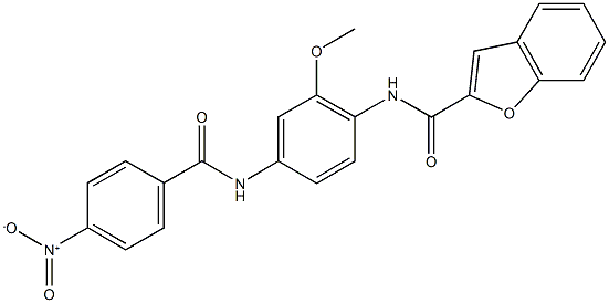 N-[4-({4-nitrobenzoyl}amino)-2-methoxyphenyl]-1-benzofuran-2-carboxamide 구조식 이미지