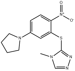 3-{[2-nitro-5-(1-pyrrolidinyl)phenyl]sulfanyl}-4-methyl-4H-1,2,4-triazole 구조식 이미지