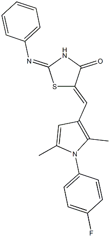 5-{[1-(4-fluorophenyl)-2,5-dimethyl-1H-pyrrol-3-yl]methylene}-2-(phenylimino)-1,3-thiazolidin-4-one Structure