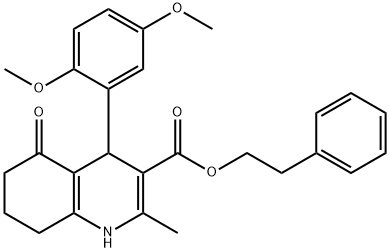 2-phenylethyl 4-(2,5-dimethoxyphenyl)-2-methyl-5-oxo-1,4,5,6,7,8-hexahydroquinoline-3-carboxylate 구조식 이미지