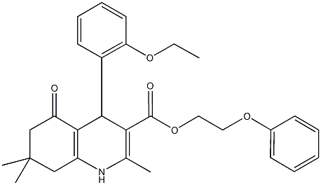 2-phenoxyethyl 4-(2-ethoxyphenyl)-2,7,7-trimethyl-5-oxo-1,4,5,6,7,8-hexahydro-3-quinolinecarboxylate Structure