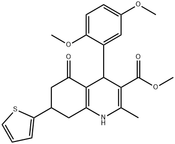 methyl 4-(2,5-dimethoxyphenyl)-2-methyl-5-oxo-7-(2-thienyl)-1,4,5,6,7,8-hexahydro-3-quinolinecarboxylate Structure