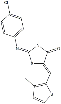 2-[(4-chlorophenyl)imino]-5-[(3-methyl-2-thienyl)methylene]-1,3-thiazolidin-4-one 구조식 이미지