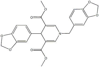 dimethyl 4-(1,3-benzodioxol-5-yl)-1-(1,3-benzodioxol-5-ylmethyl)-1,4-dihydro-3,5-pyridinedicarboxylate 구조식 이미지