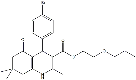 2-propoxyethyl 4-(4-bromophenyl)-2,7,7-trimethyl-5-oxo-1,4,5,6,7,8-hexahydro-3-quinolinecarboxylate Structure