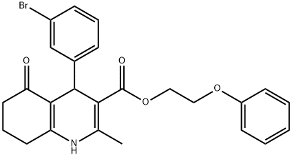 2-phenoxyethyl 4-(3-bromophenyl)-2-methyl-5-oxo-1,4,5,6,7,8-hexahydro-3-quinolinecarboxylate 구조식 이미지