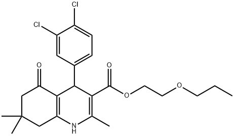 2-propoxyethyl 4-(3,4-dichlorophenyl)-2,7,7-trimethyl-5-oxo-1,4,5,6,7,8-hexahydro-3-quinolinecarboxylate 구조식 이미지