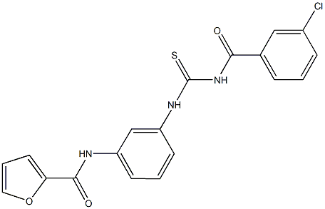 N-[3-({[(3-chlorobenzoyl)amino]carbothioyl}amino)phenyl]-2-furamide 구조식 이미지