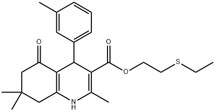 2-(ethylsulfanyl)ethyl 2,7,7-trimethyl-4-(3-methylphenyl)-5-oxo-1,4,5,6,7,8-hexahydro-3-quinolinecarboxylate Structure