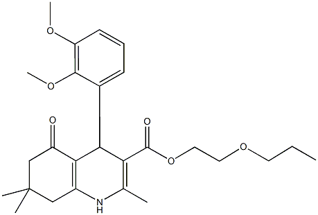 2-propoxyethyl 4-(2,3-dimethoxyphenyl)-2,7,7-trimethyl-5-oxo-1,4,5,6,7,8-hexahydro-3-quinolinecarboxylate Structure