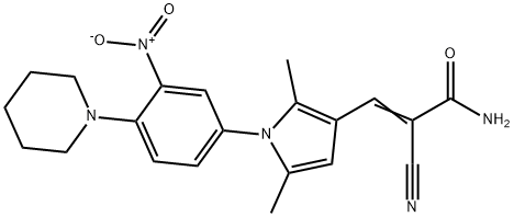 2-cyano-3-{1-[3-nitro-4-(1-piperidinyl)phenyl]-2,5-dimethyl-1H-pyrrol-3-yl}acrylamide Structure