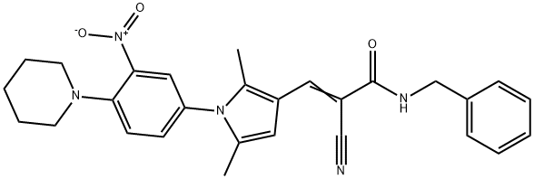 N-benzyl-2-cyano-3-{1-[3-nitro-4-(1-piperidinyl)phenyl]-2,5-dimethyl-1H-pyrrol-3-yl}acrylamide Structure