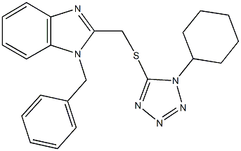 (1-benzyl-1H-benzimidazol-2-yl)methyl 1-cyclohexyl-1H-tetraazol-5-yl sulfide Structure