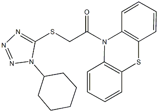 10-{[(1-cyclohexyl-1H-tetraazol-5-yl)sulfanyl]acetyl}-10H-phenothiazine 구조식 이미지