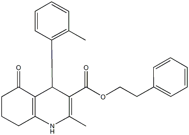 2-phenylethyl 2-methyl-4-(2-methylphenyl)-5-oxo-1,4,5,6,7,8-hexahydro-3-quinolinecarboxylate Structure