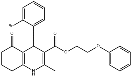 2-phenoxyethyl 4-(2-bromophenyl)-2-methyl-5-oxo-1,4,5,6,7,8-hexahydro-3-quinolinecarboxylate Structure
