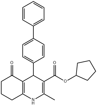 cyclopentyl 4-[1,1'-biphenyl]-4-yl-2-methyl-5-oxo-1,4,5,6,7,8-hexahydro-3-quinolinecarboxylate Structure