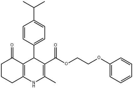 2-phenoxyethyl 4-(4-isopropylphenyl)-2-methyl-5-oxo-1,4,5,6,7,8-hexahydro-3-quinolinecarboxylate Structure