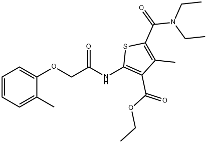 ethyl 5-[(diethylamino)carbonyl]-4-methyl-2-{[(2-methylphenoxy)acetyl]amino}-3-thiophenecarboxylate Structure