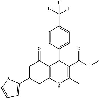 methyl 2-methyl-5-oxo-7-(2-thienyl)-4-[4-(trifluoromethyl)phenyl]-1,4,5,6,7,8-hexahydro-3-quinolinecarboxylate Structure