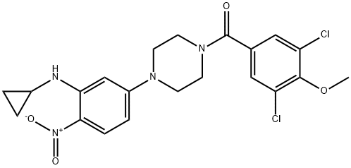 1-{3-(cyclopropylamino)-4-nitrophenyl}-4-(3,5-dichloro-4-methoxybenzoyl)piperazine Structure