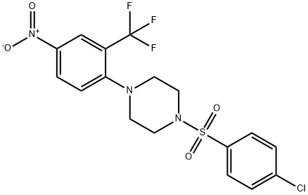 1-[(4-chlorophenyl)sulfonyl]-4-[4-nitro-2-(trifluoromethyl)phenyl]piperazine 구조식 이미지