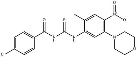 N-(4-chlorobenzoyl)-N'-[4-nitro-2-methyl-5-(4-morpholinyl)phenyl]thiourea 구조식 이미지