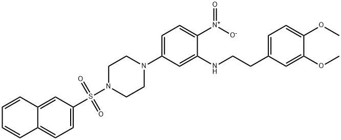 1-{3-{[2-(3,4-dimethoxyphenyl)ethyl]amino}-4-nitrophenyl}-4-(2-naphthylsulfonyl)piperazine 구조식 이미지