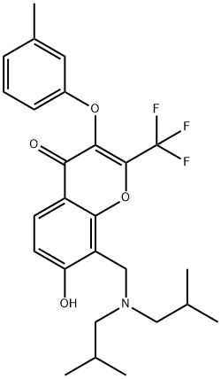 8-[(diisobutylamino)methyl]-7-hydroxy-3-(3-methylphenoxy)-2-(trifluoromethyl)-4H-chromen-4-one Structure