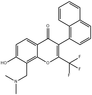 8-[(dimethylamino)methyl]-7-hydroxy-3-(1-naphthyl)-2-(trifluoromethyl)-4H-chromen-4-one 구조식 이미지