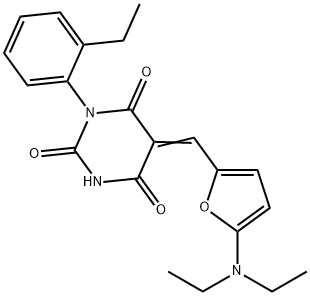 5-{[5-(diethylamino)-2-furyl]methylene}-1-(2-ethylphenyl)-2,4,6(1H,3H,5H)-pyrimidinetrione 구조식 이미지