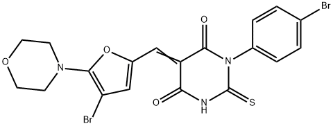 5-{[4-bromo-5-(4-morpholinyl)-2-furyl]methylene}-1-(4-bromophenyl)-2-thioxodihydro-4,6(1H,5H)-pyrimidinedione Structure