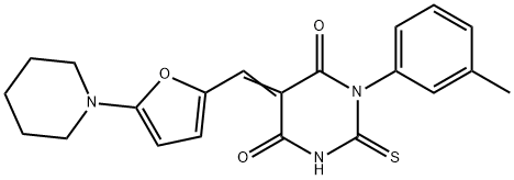 1-(3-methylphenyl)-5-{[5-(1-piperidinyl)-2-furyl]methylene}-2-thioxodihydro-4,6(1H,5H)-pyrimidinedione 구조식 이미지