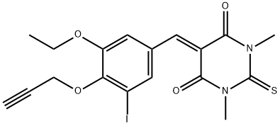 5-[3-ethoxy-5-iodo-4-(2-propynyloxy)benzylidene]-1,3-dimethyl-2-thioxodihydro-4,6(1H,5H)-pyrimidinedione 구조식 이미지