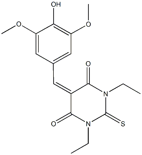 1,3-diethyl-5-(4-hydroxy-3,5-dimethoxybenzylidene)-2-thioxodihydro-4,6(1H,5H)-pyrimidinedione 구조식 이미지