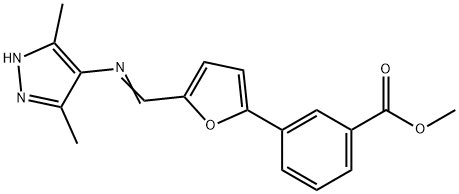 methyl3-(5-{[(3,5-dimethyl-1H-pyrazol-4-yl)imino]methyl}-2-furyl)benzoate Structure
