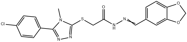 N'-(1,3-benzodioxol-5-ylmethylene)-2-{[5-(4-chlorophenyl)-4-methyl-4H-1,2,4-triazol-3-yl]sulfanyl}acetohydrazide Structure